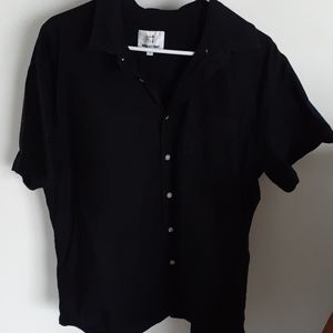 Men's black collared button-down